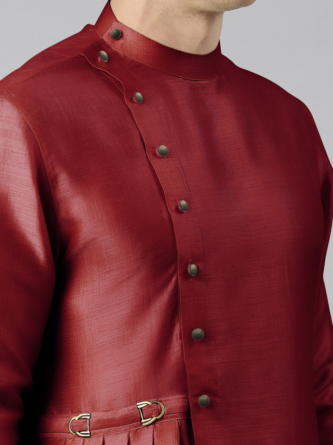 Maroon Drape Kurta Set