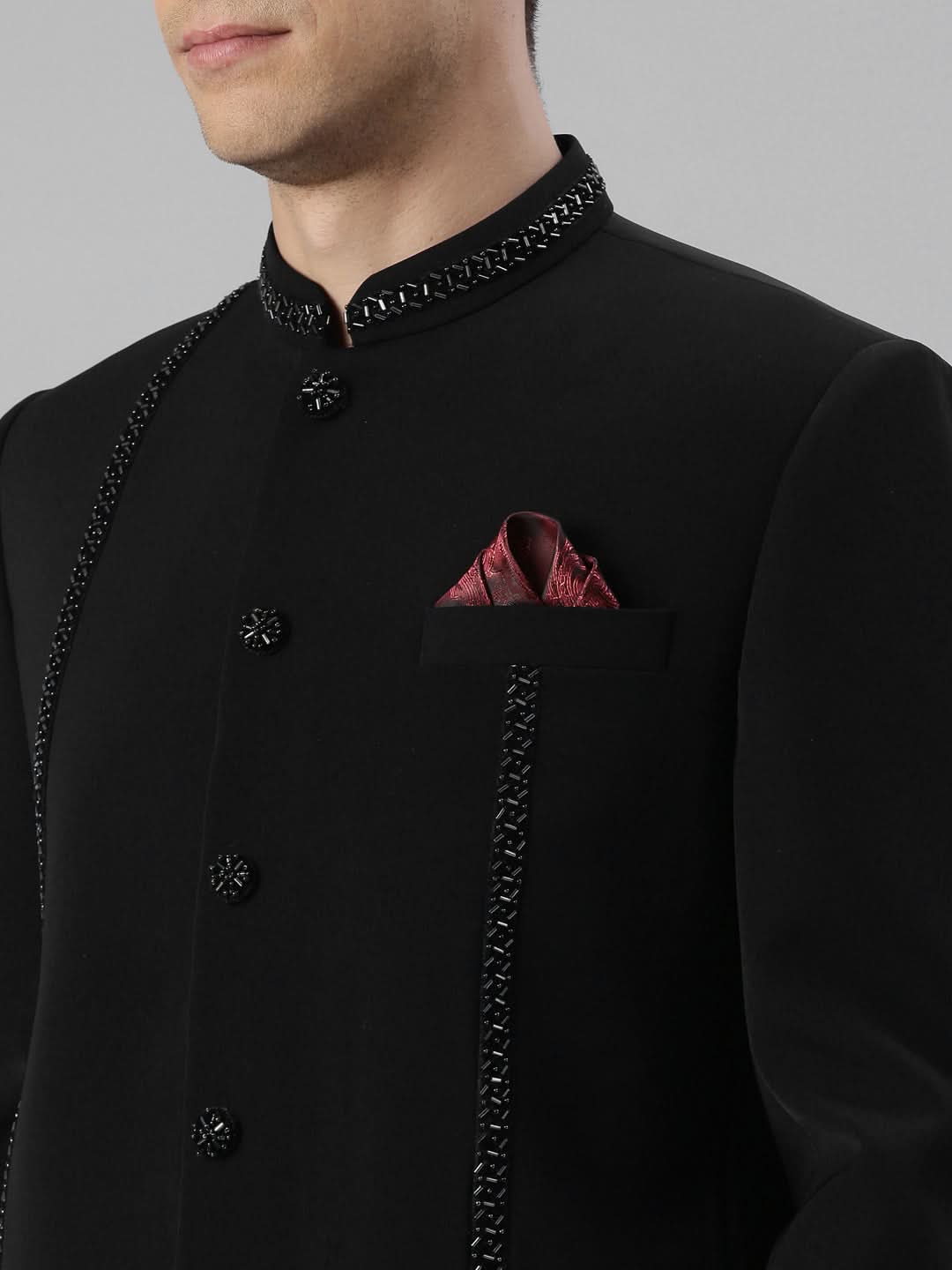 Black Embroidery Bandhgala