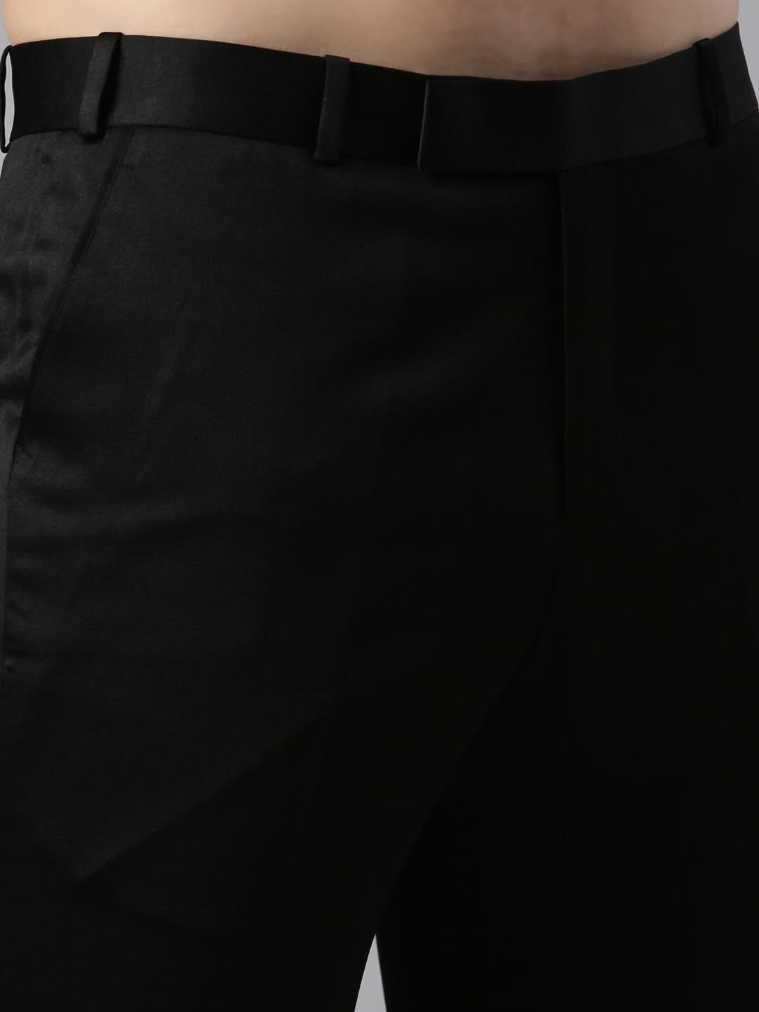 Black textured Bandhgala Set with leather detailing