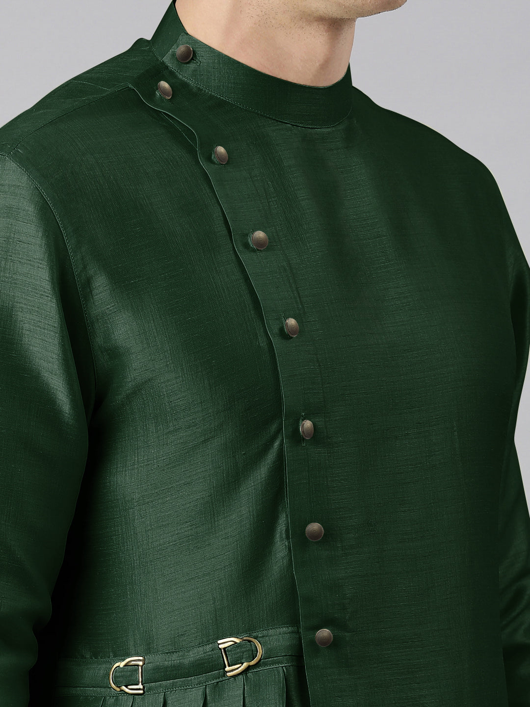 Bottle green Drape Kurta Set