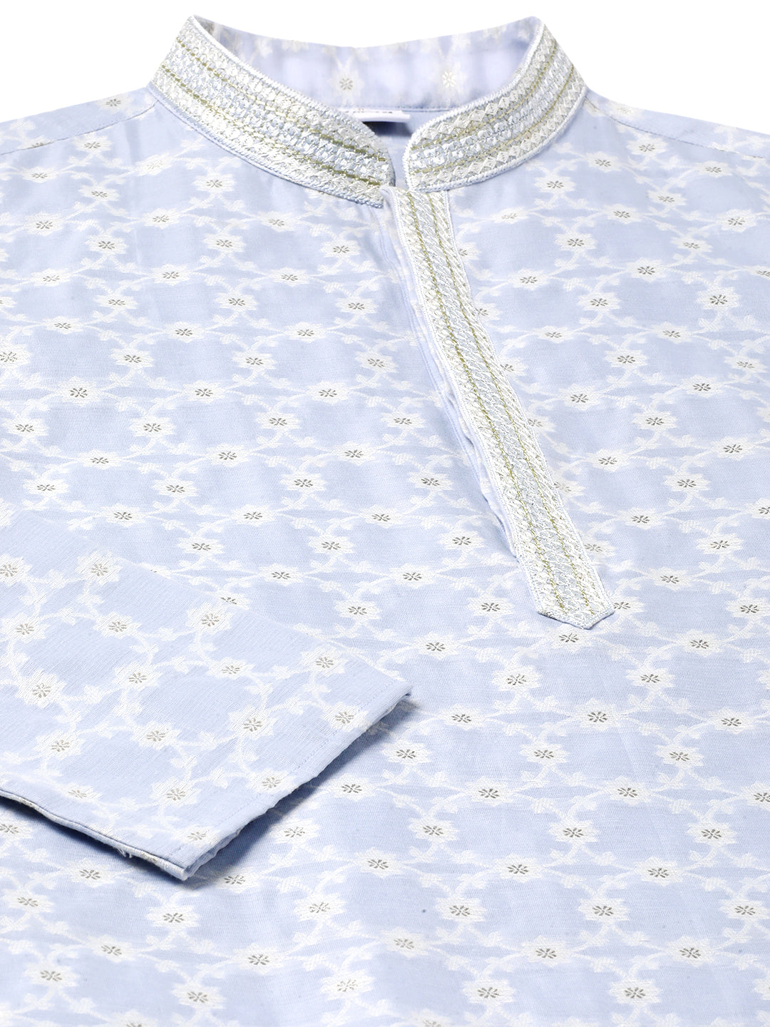 POWDER BLUE SILK JACQUARD CEREMONIAL  KURTA