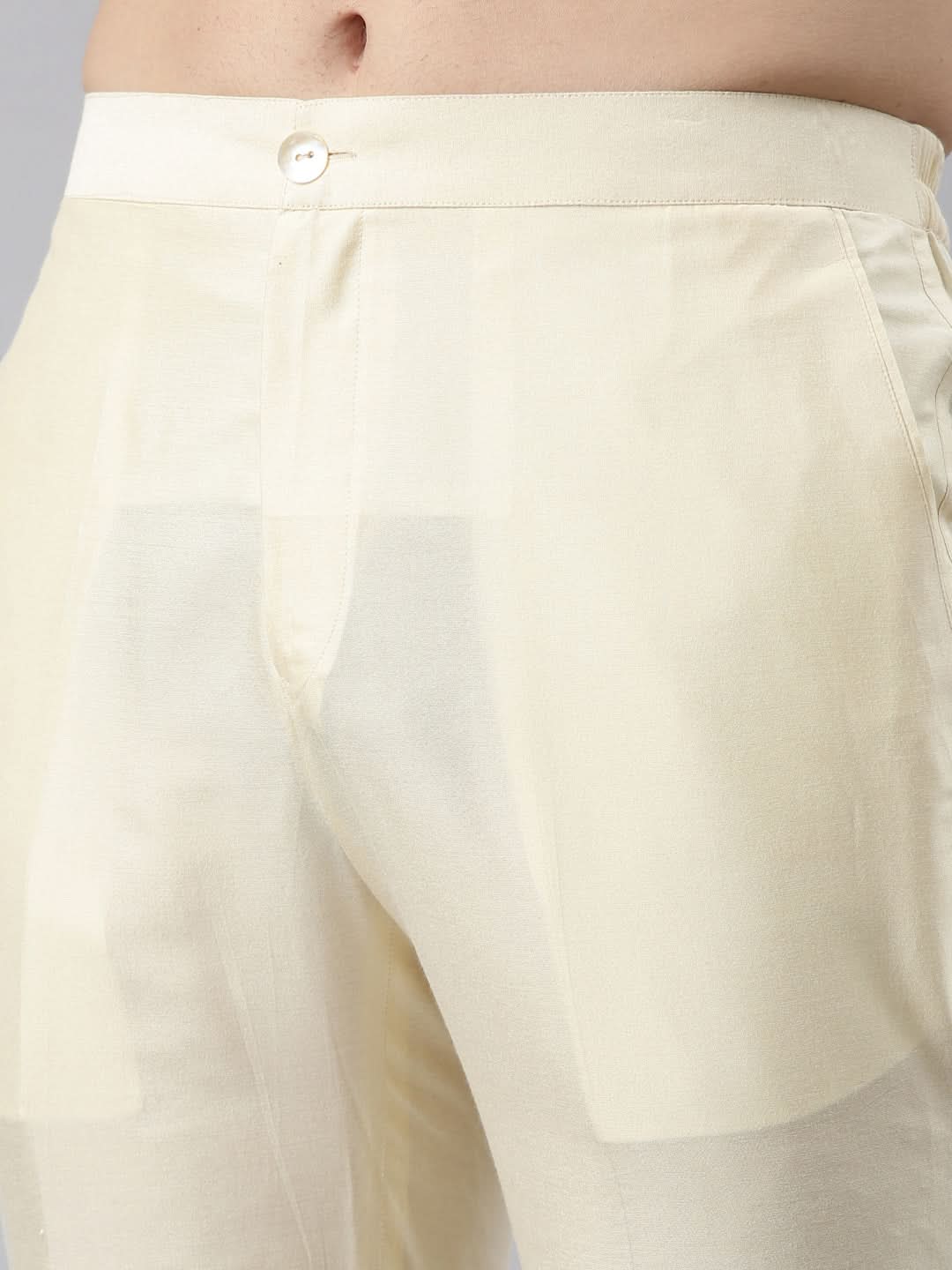 Yellow Linen Printed Jacket with Kurta Set