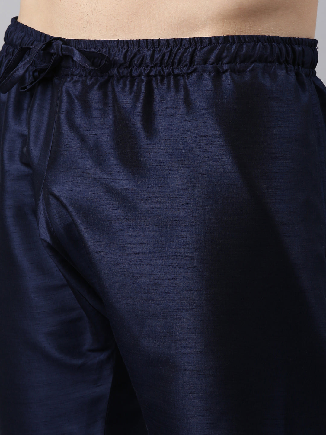 Grey Blue Jacquard Jacket with Navy Kurta Set