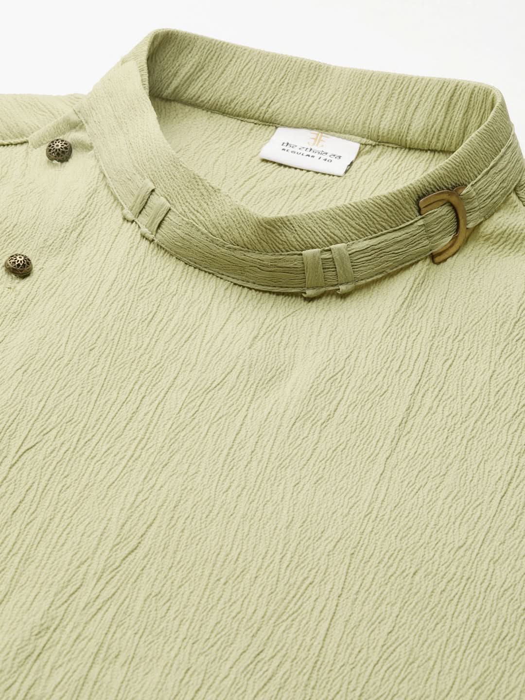 Pistachio Side Placket Asymetrical Drape Kurta Set