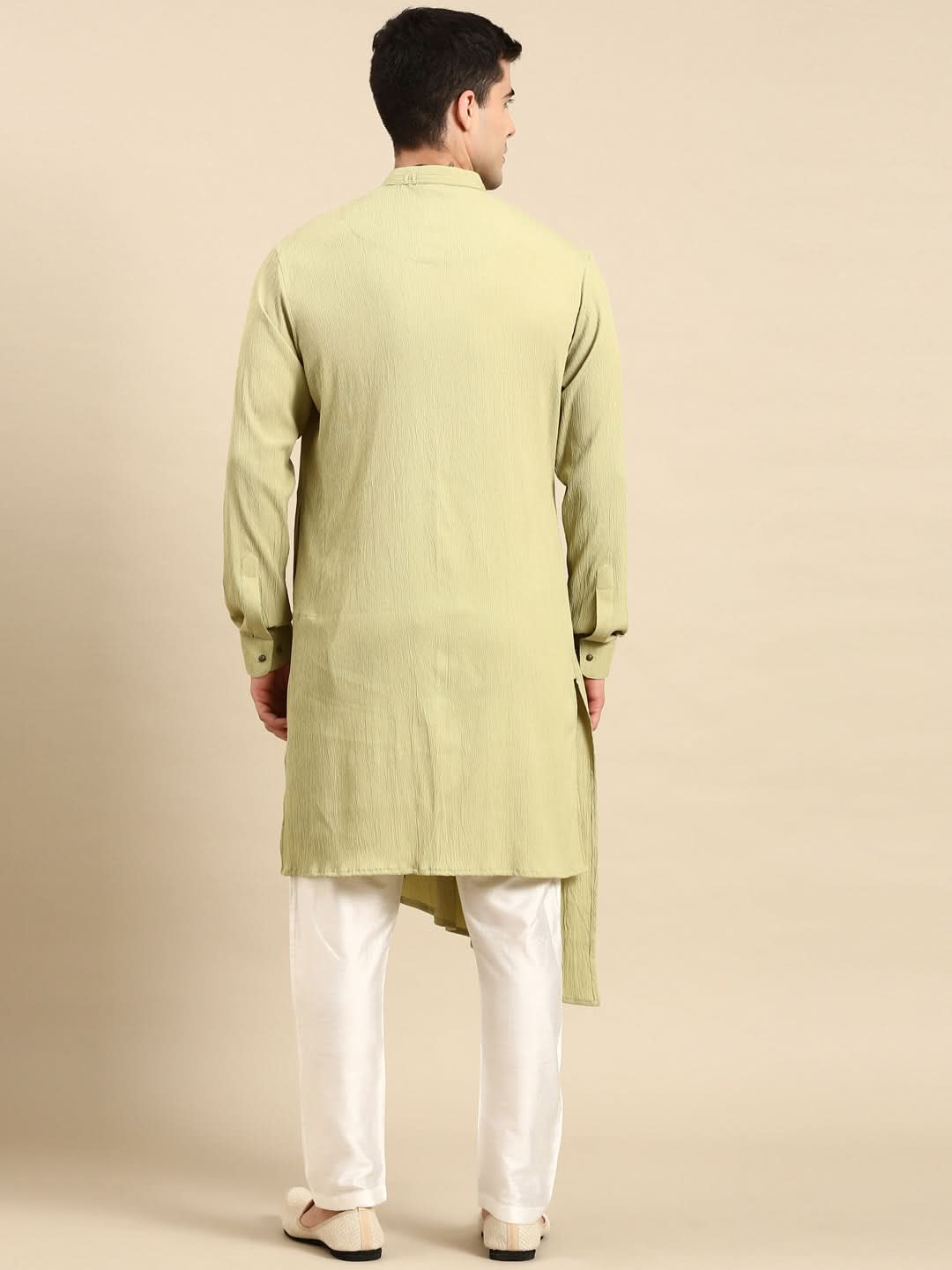 Pistachio Side Placket Asymetrical Drape Kurta Set