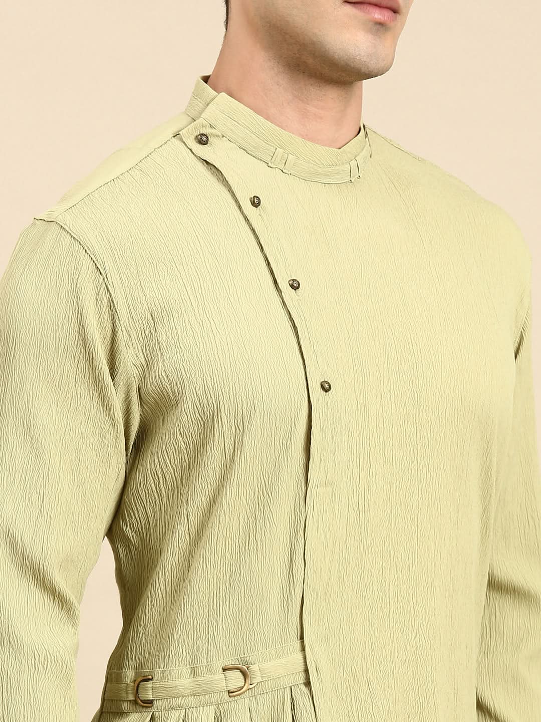 Pistachio Side Placket Asymetrical Drape Kurta Set