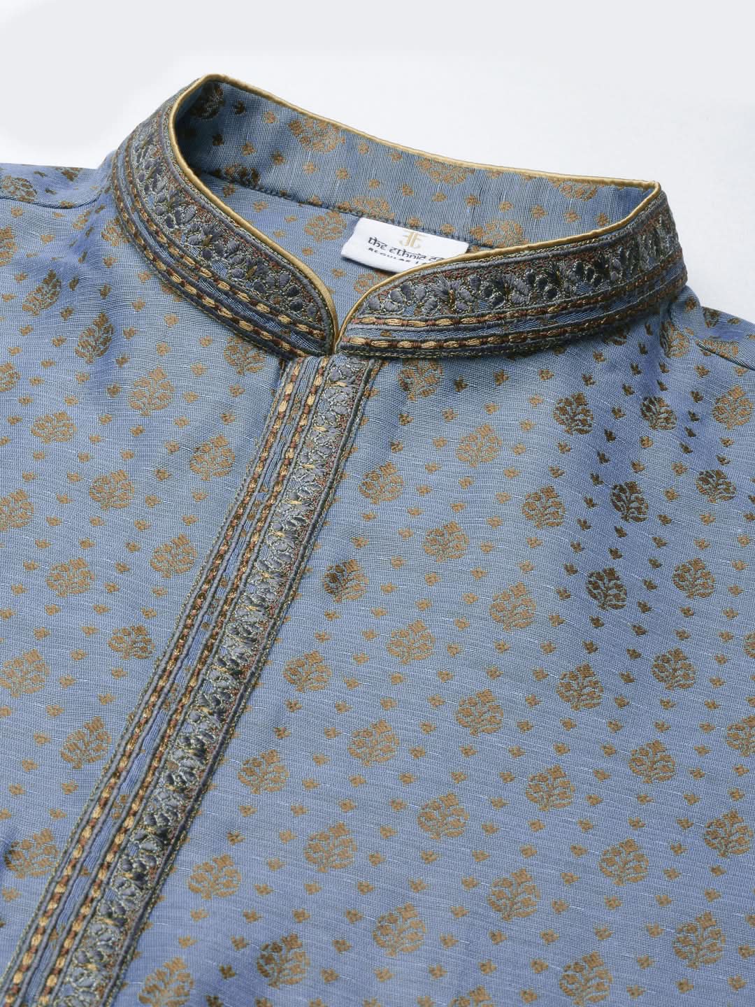 Blue Jacquard Kurta Set