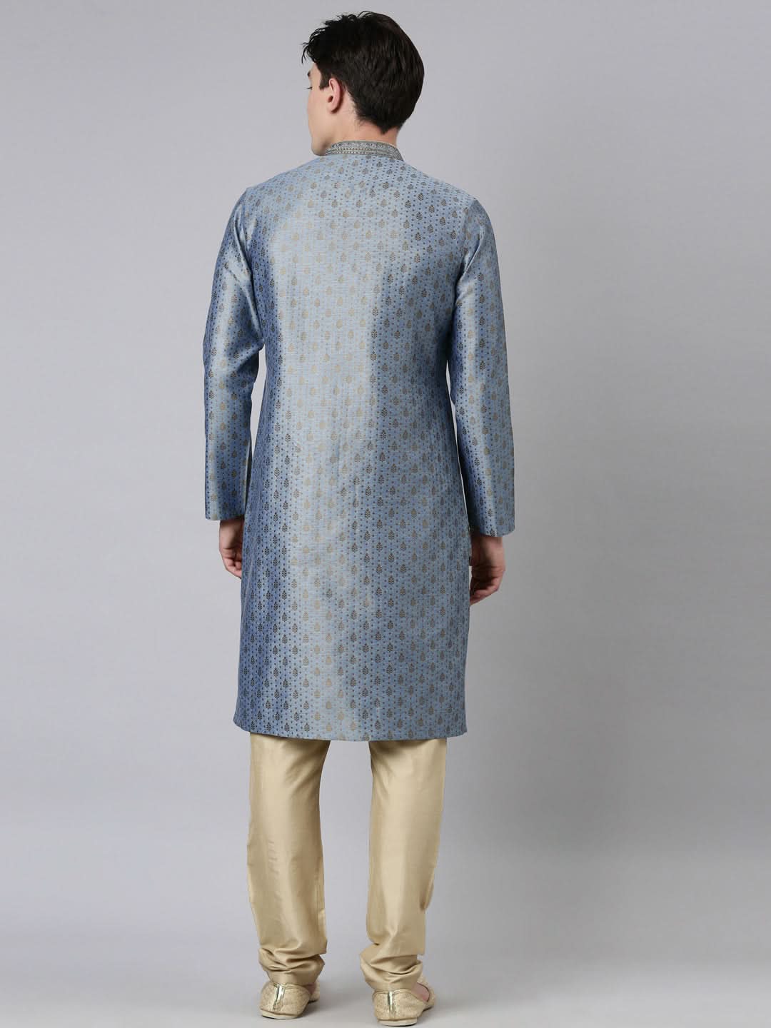 Blue Jacquard Kurta Set