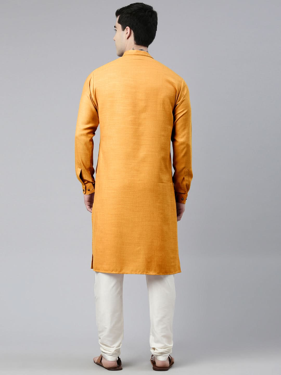 Mustard Pintuck Angrakha Kurta Set