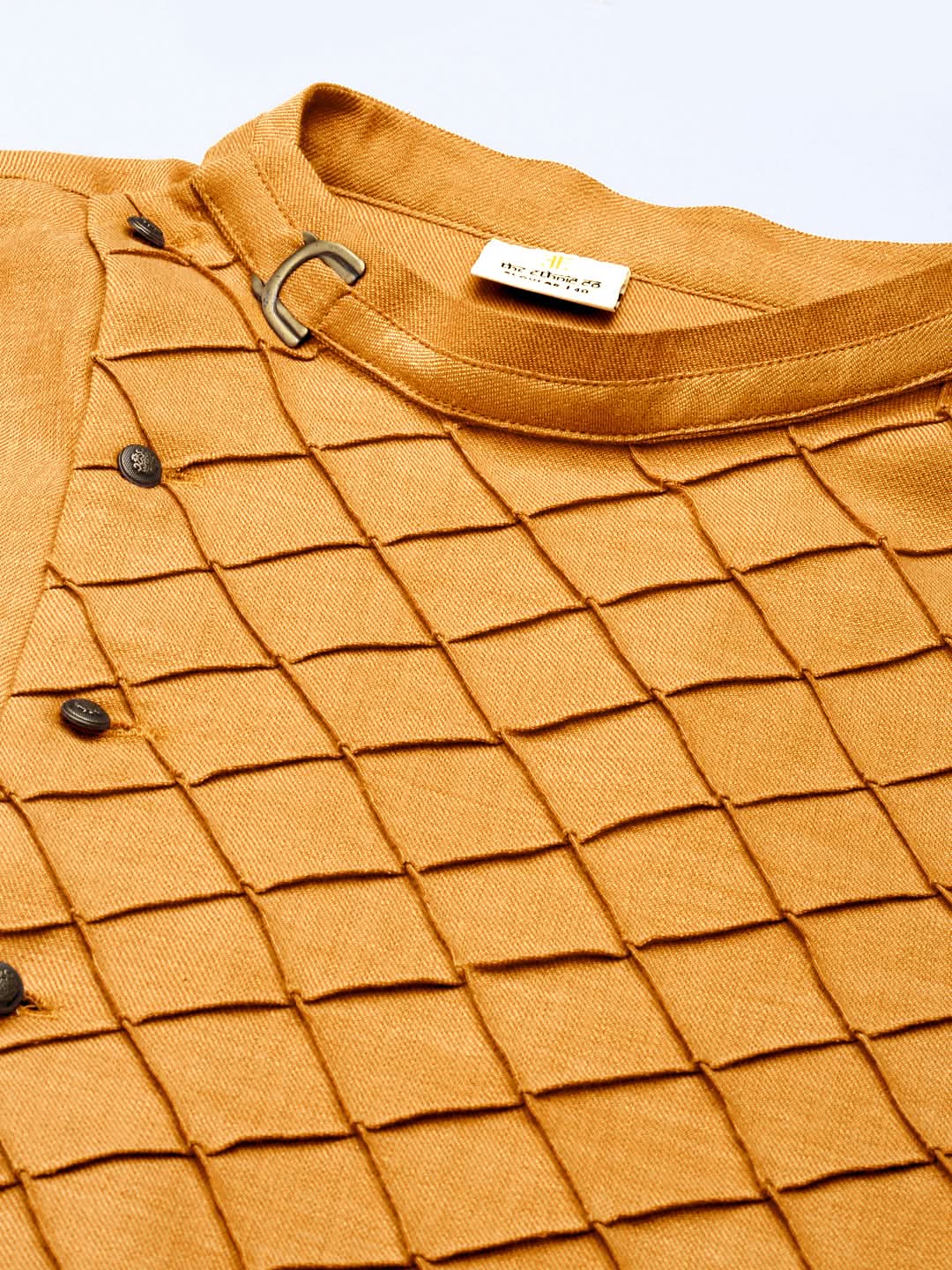 Mustard Pintuck Angrakha Kurta Set