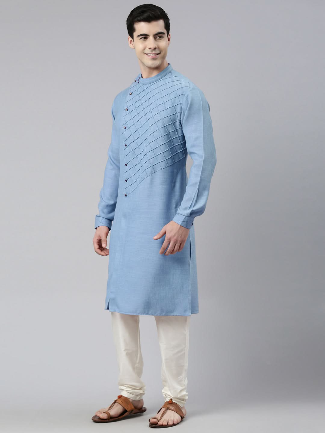 Light Blue Angrakha Kurta Set