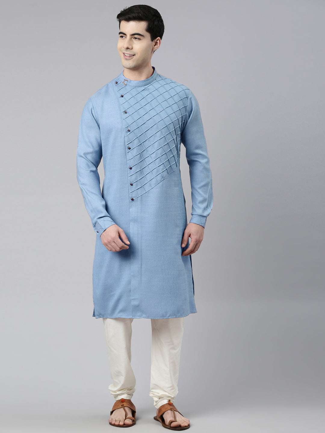 Light Blue Angrakha Kurta Set