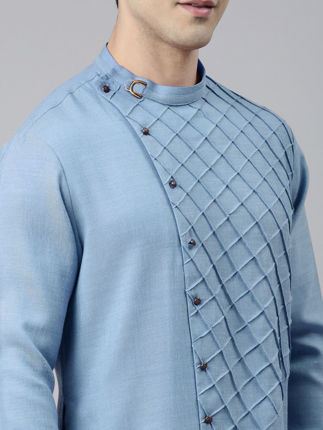 Light Blue Angrakha Kurta Set