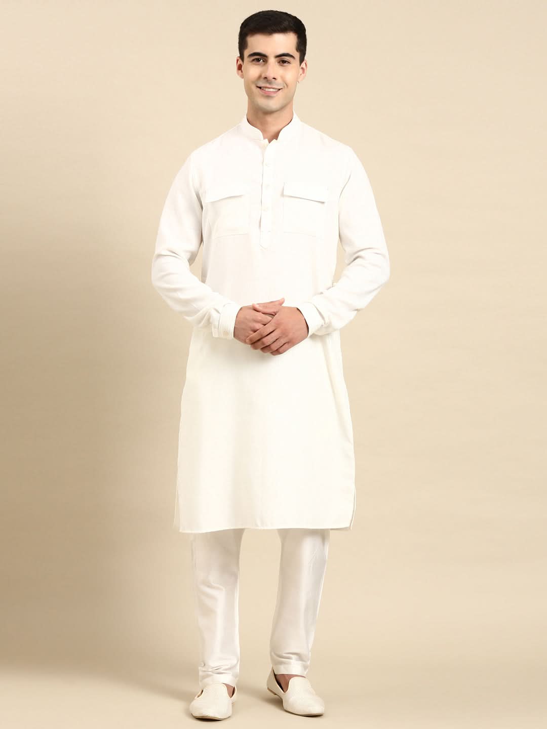 Off White Pathani Kurta Set