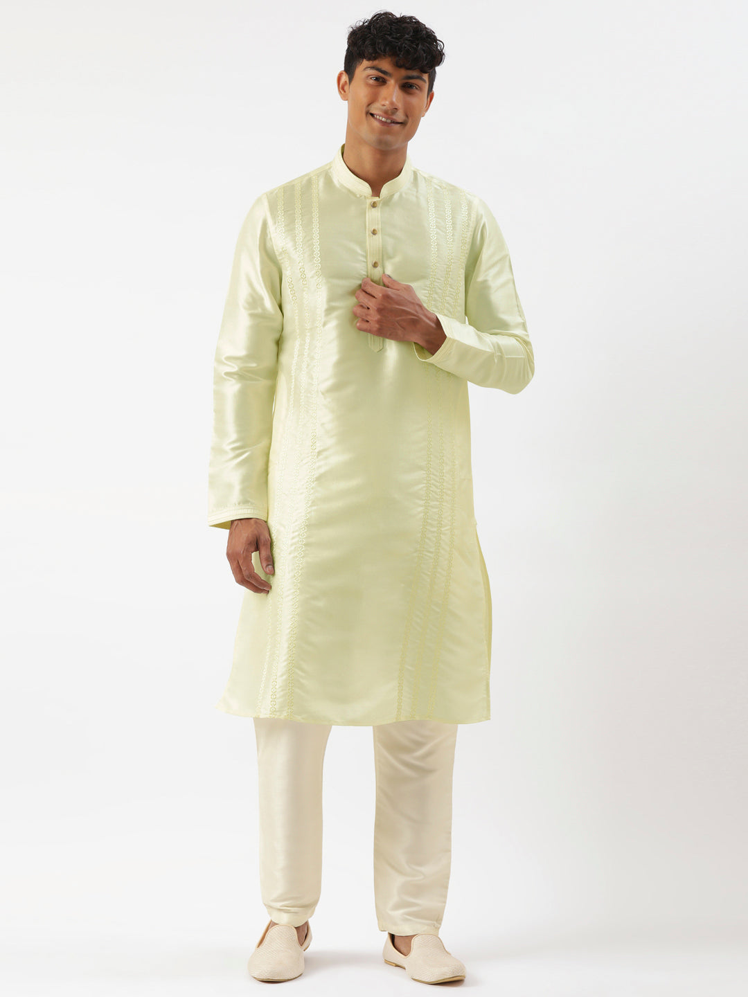 Light Green Embroidered Kurta Set