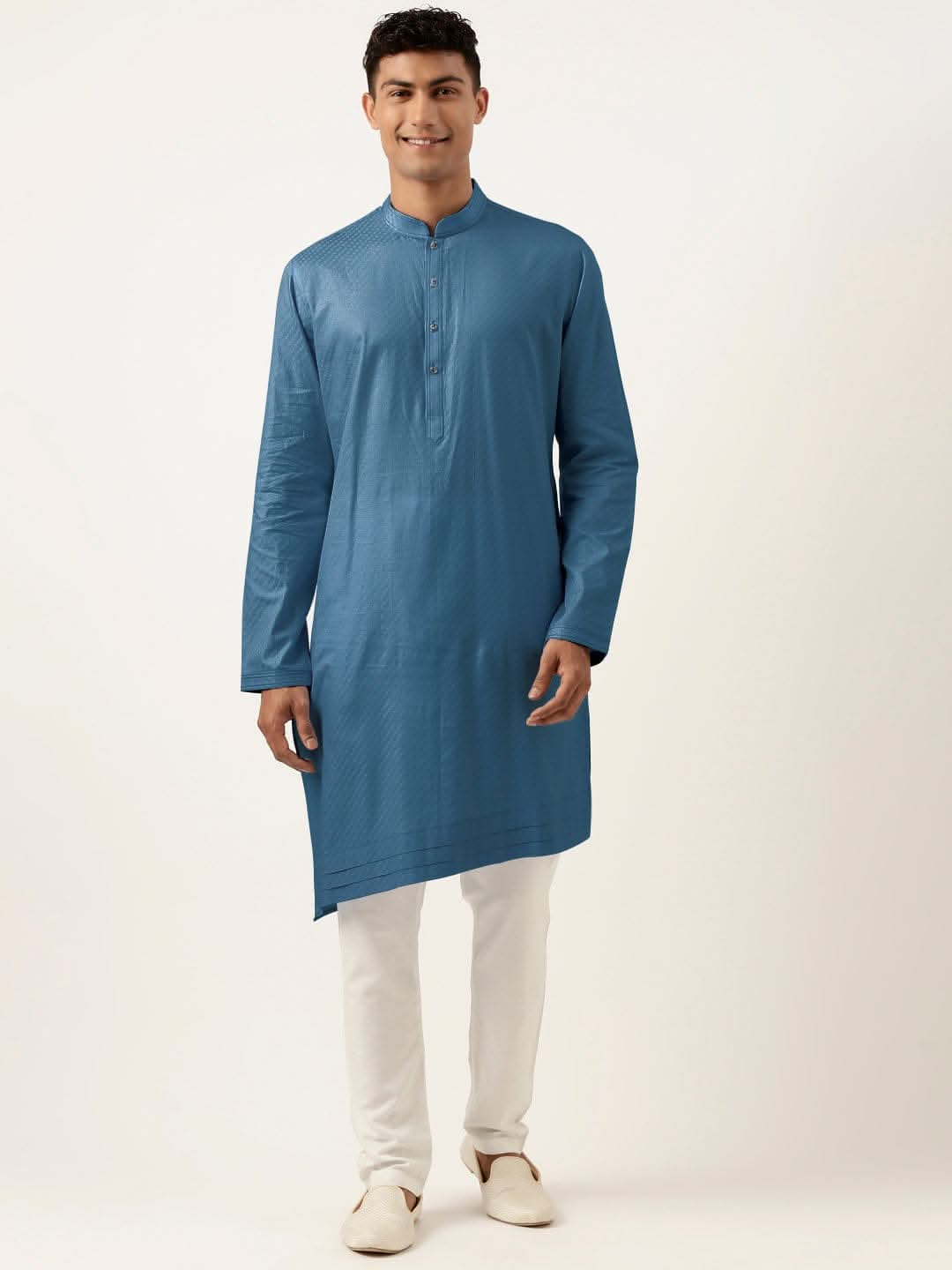 Cobalt Blue Asymmetrical Cotton Kurta Set