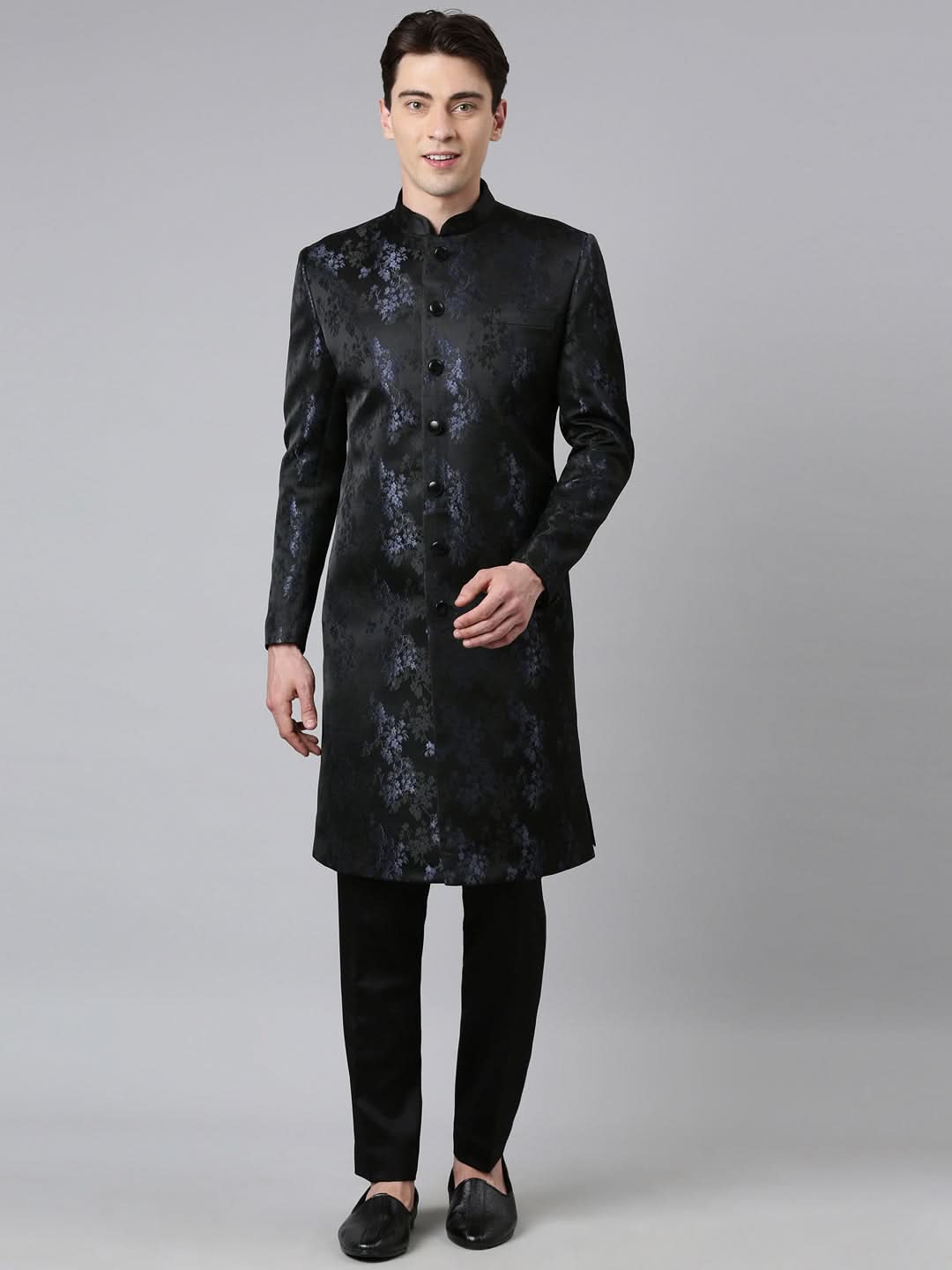 Blue Black Jacquard Indo Set