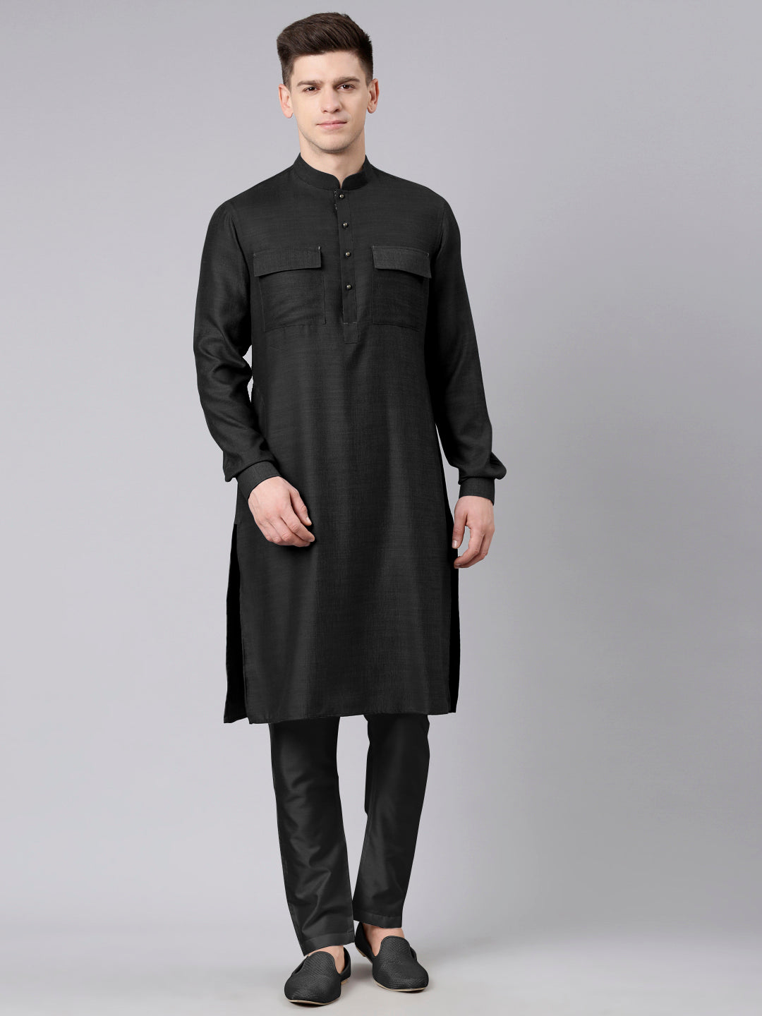 Black Pathani Kurta Set