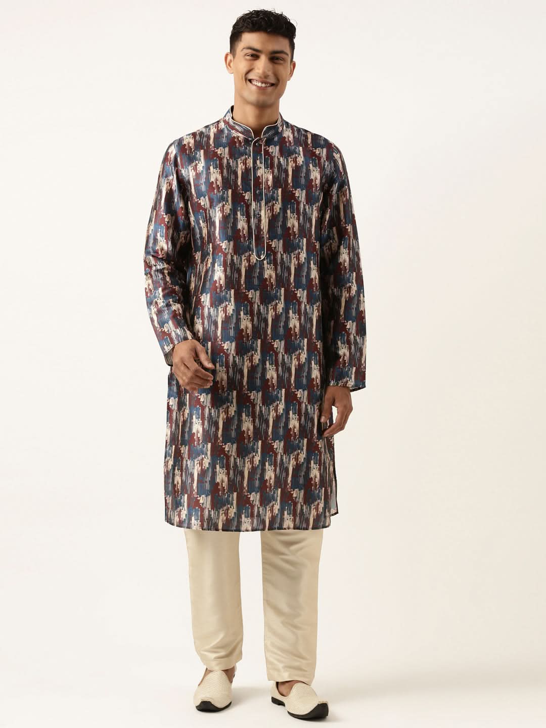 Blue Indigo abstract dabu print Kurta