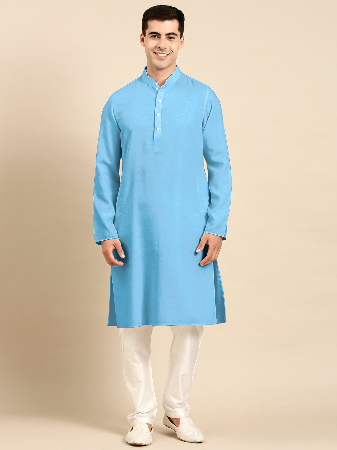 Blue Light Twill Weave Cotton Kurta  Set