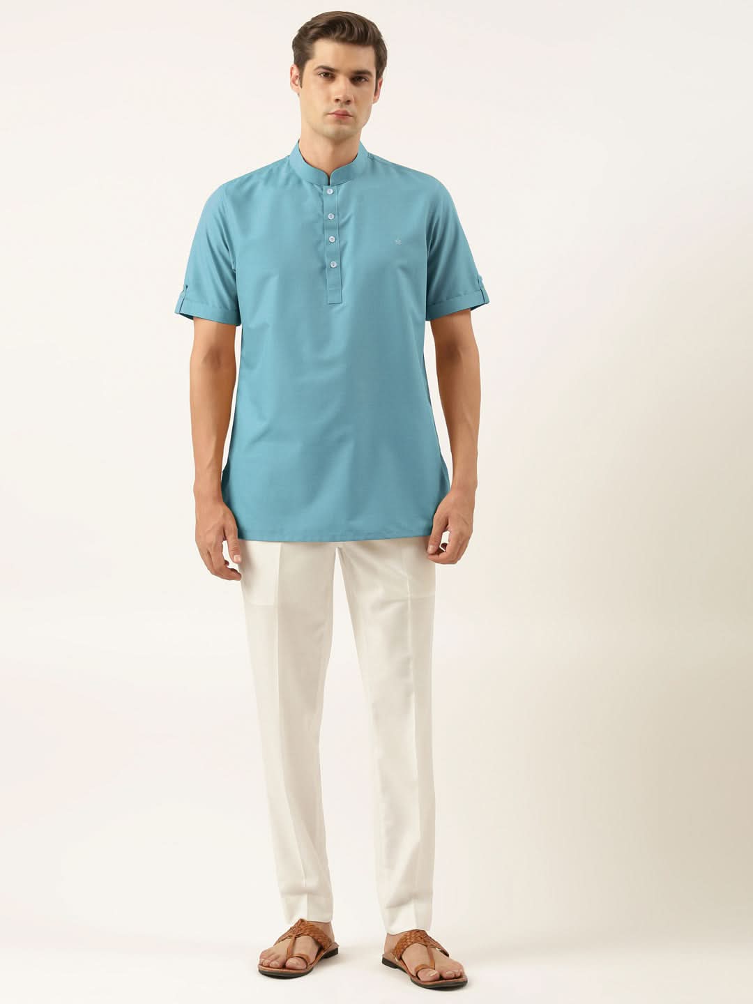 Teal Cotton Short Kurta Set
