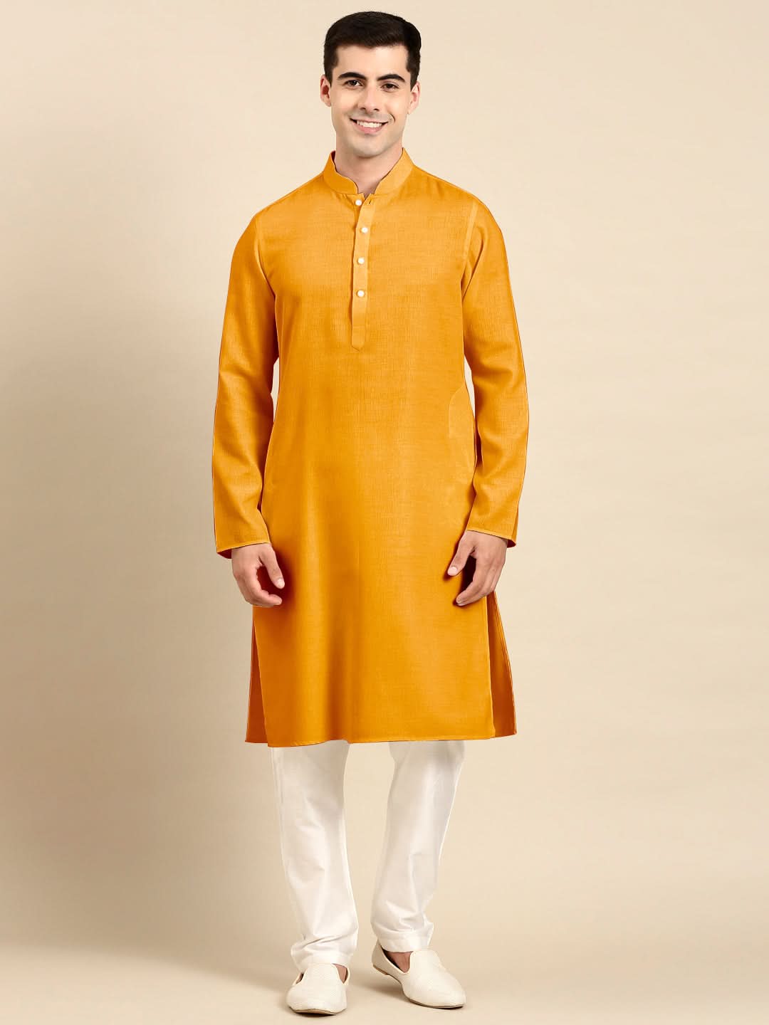 Mustard Twill Weave Cotton Kurta Set