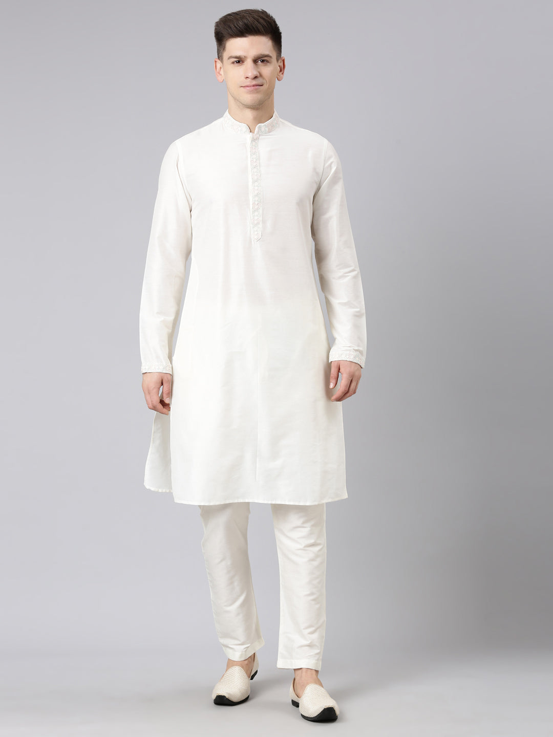 Cream Dori Embroidery Kurta