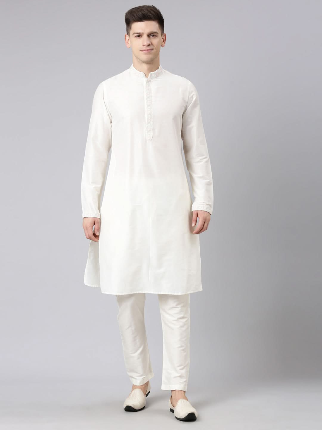 Cream Dori Embroidery Kurta