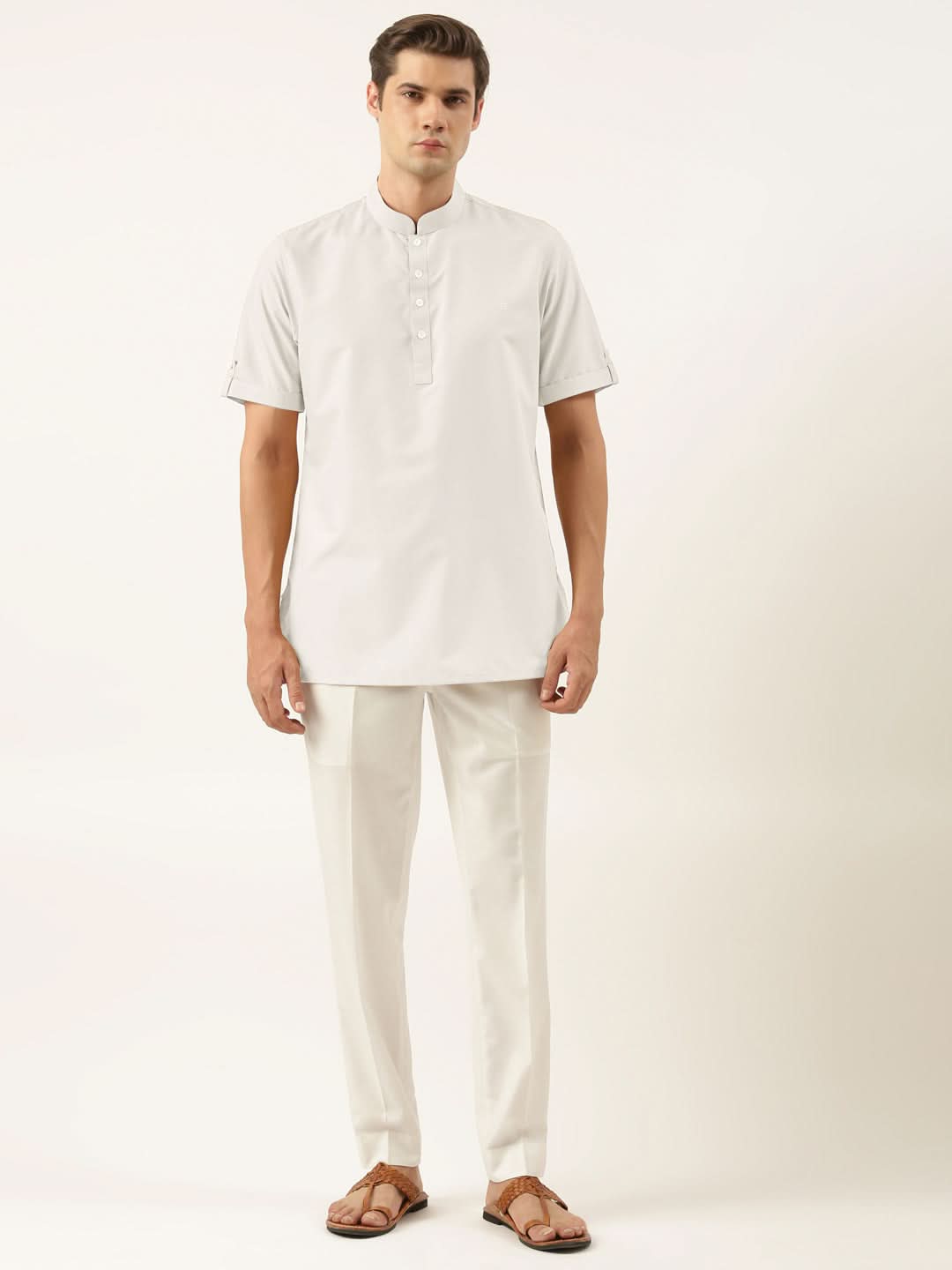 Off White Cotton Short Kurta Set