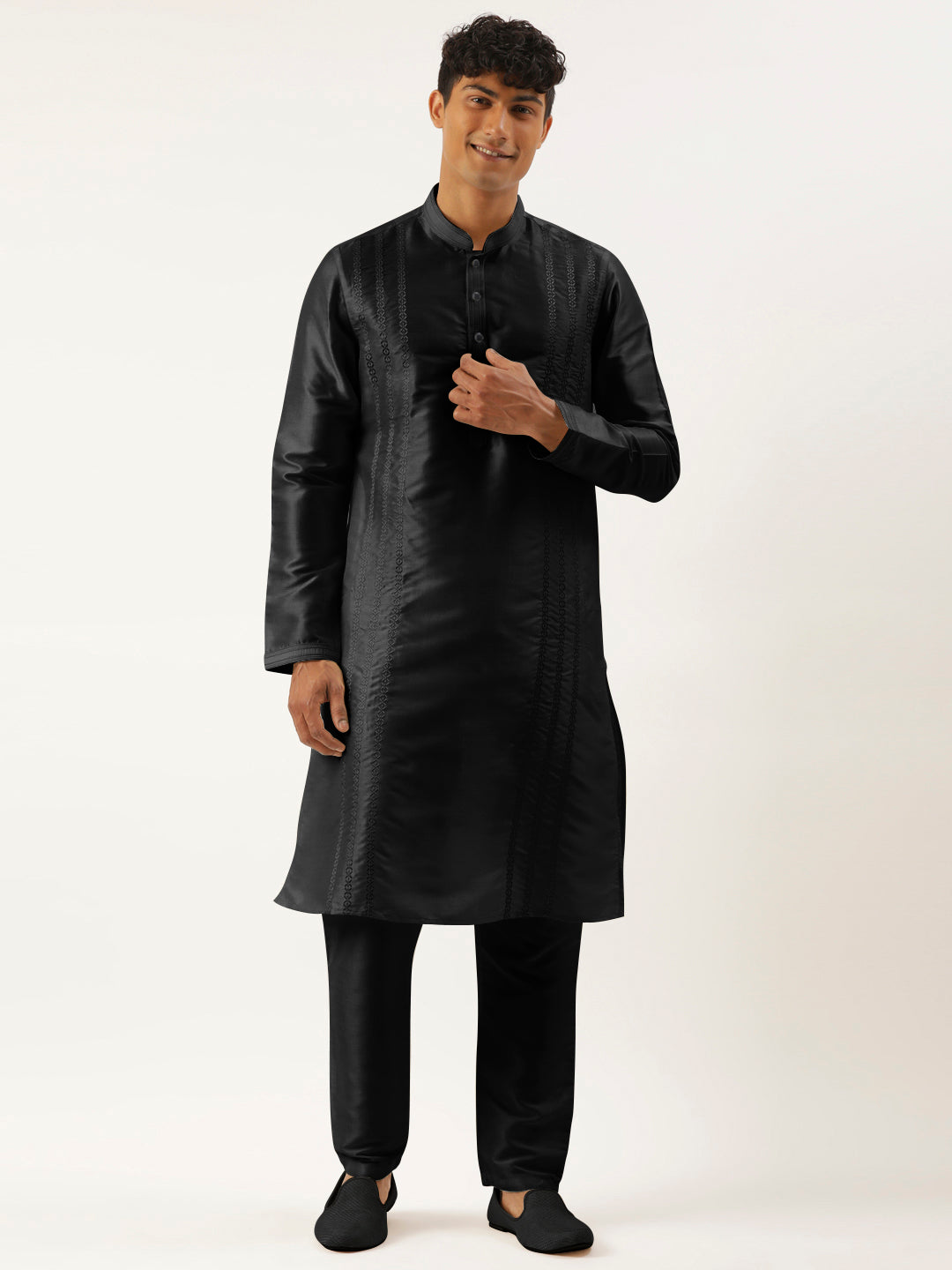 Black Embroidered Kurta Set