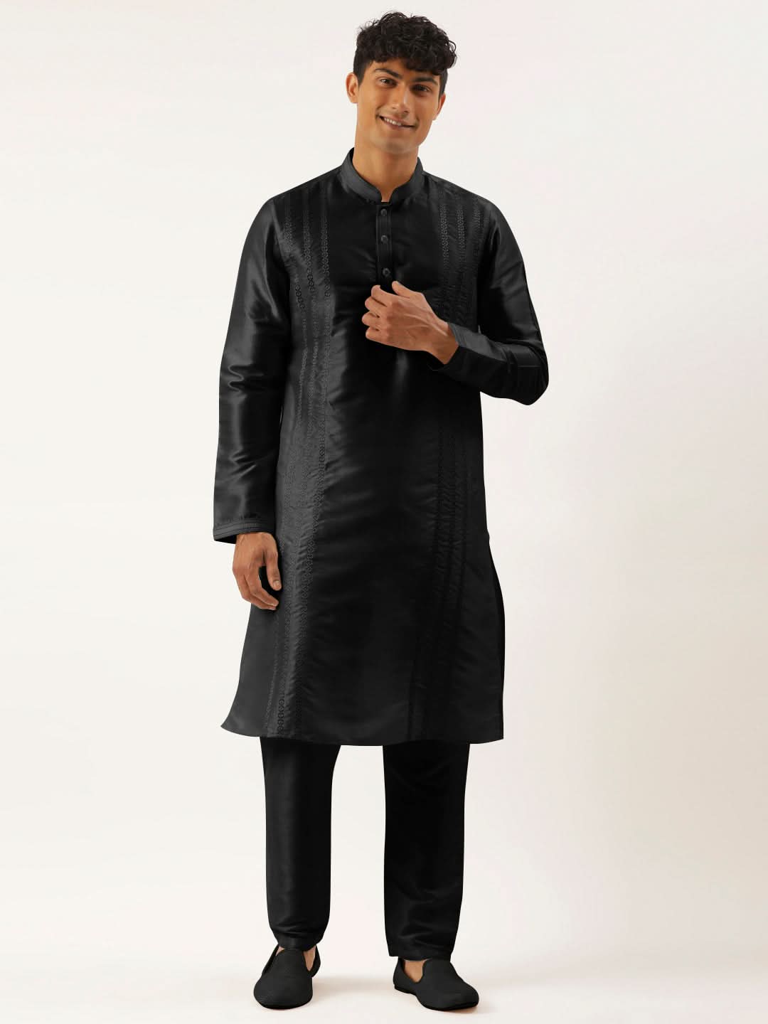 Black Embroidered Kurta Set