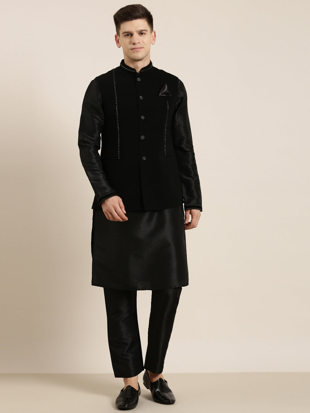 Black Jacket Kurta Set
