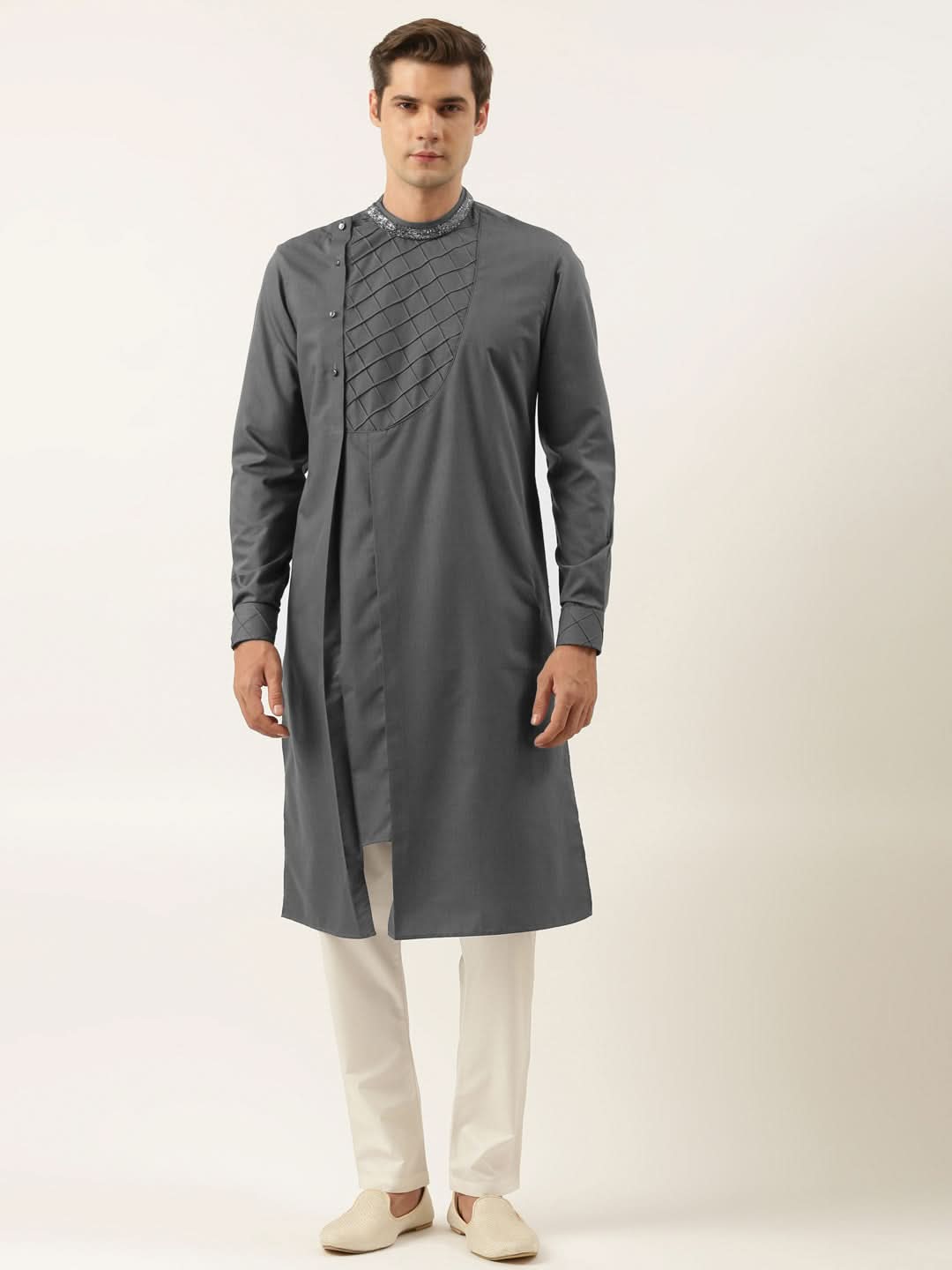 Grey Cotton Kurta Set