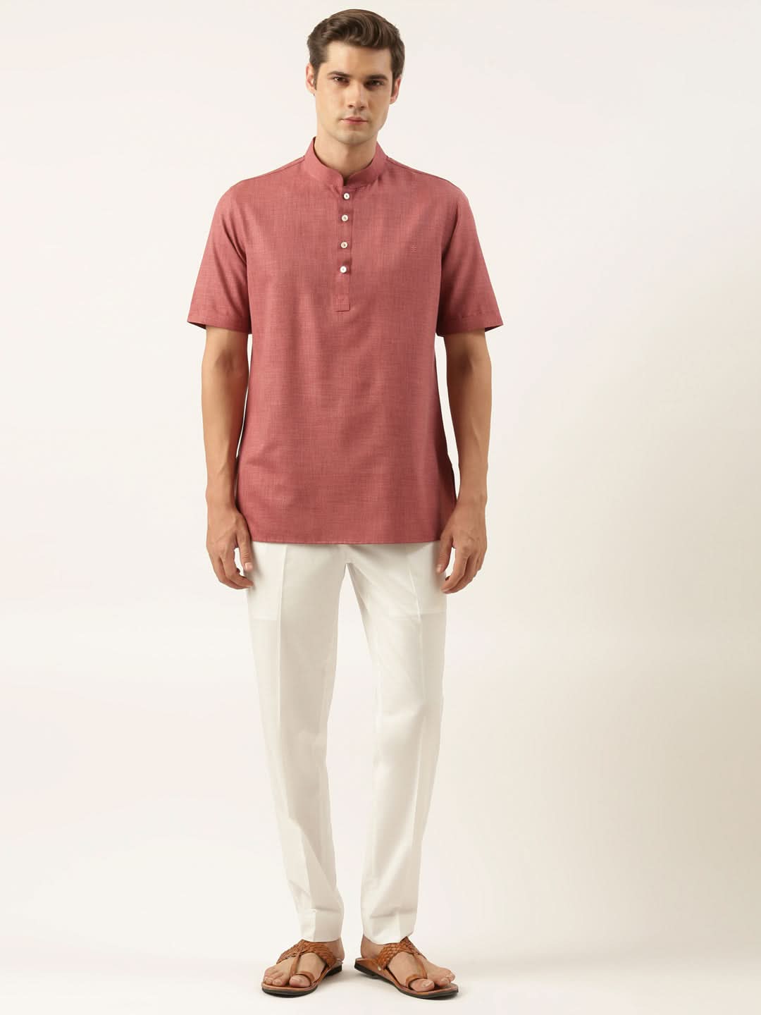 Maroon Cotton Short Kurta