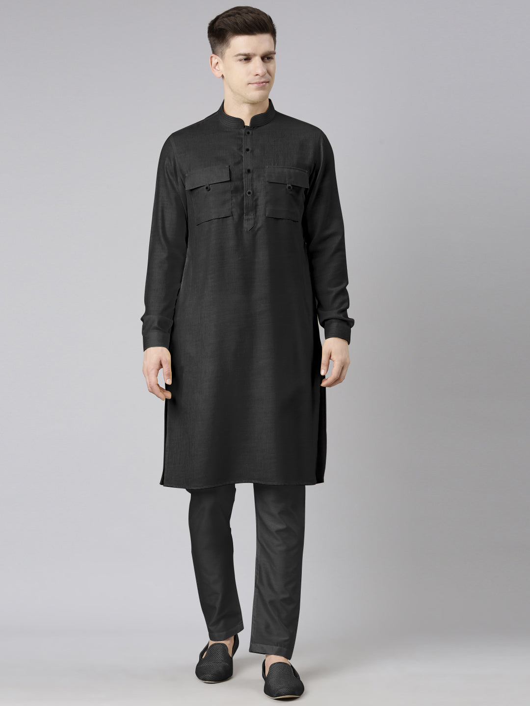 Black Pathani Kurta Set