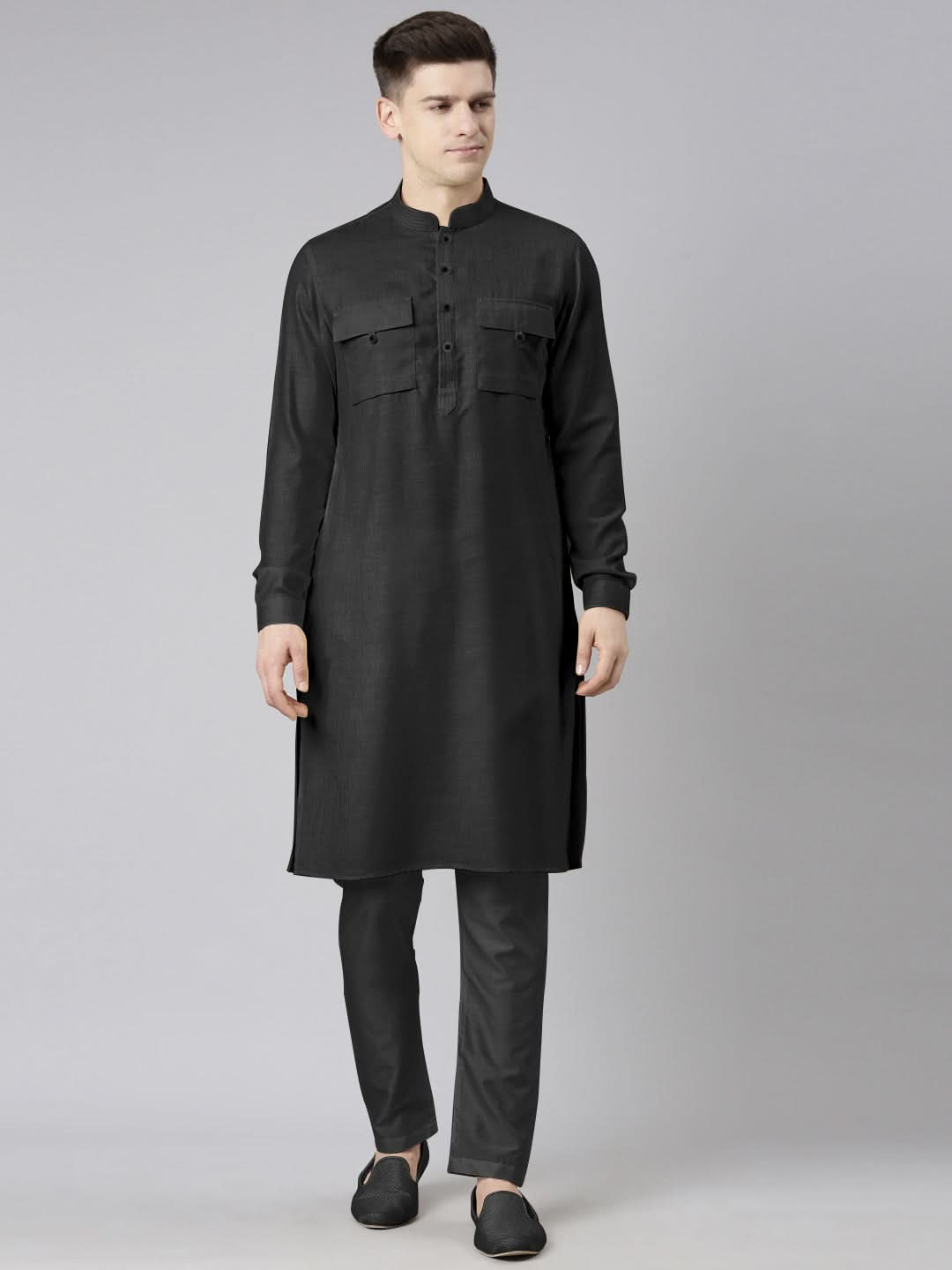 Black Pathani Kurta Set