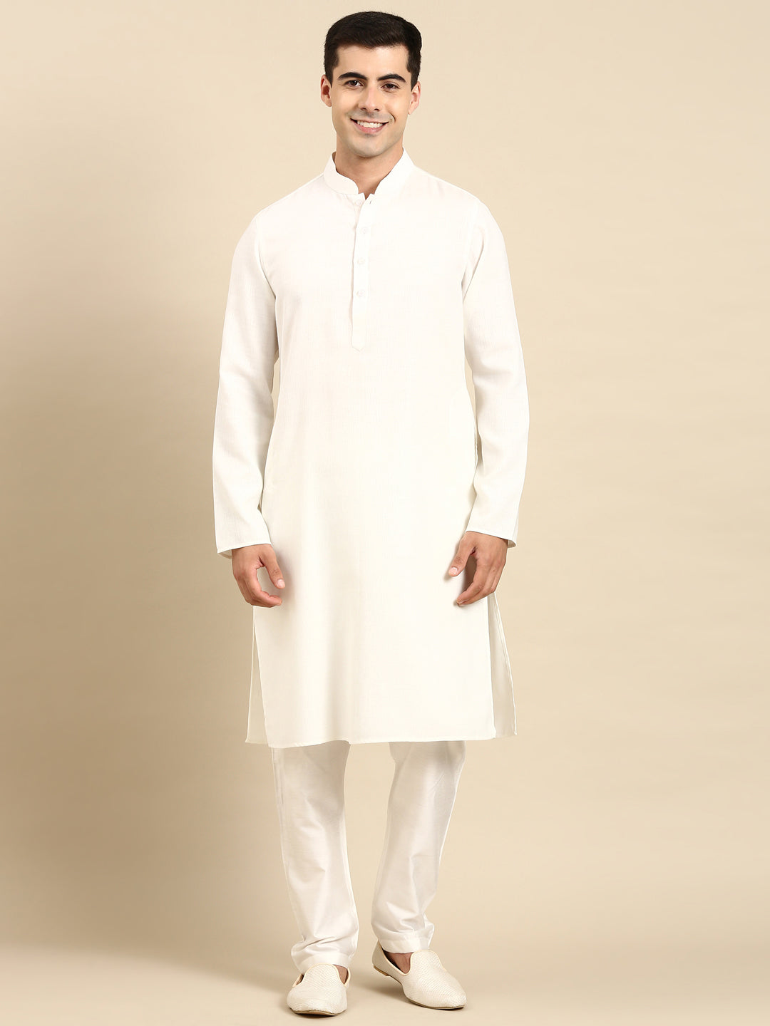 White twill weave Cotton Kurta  Set