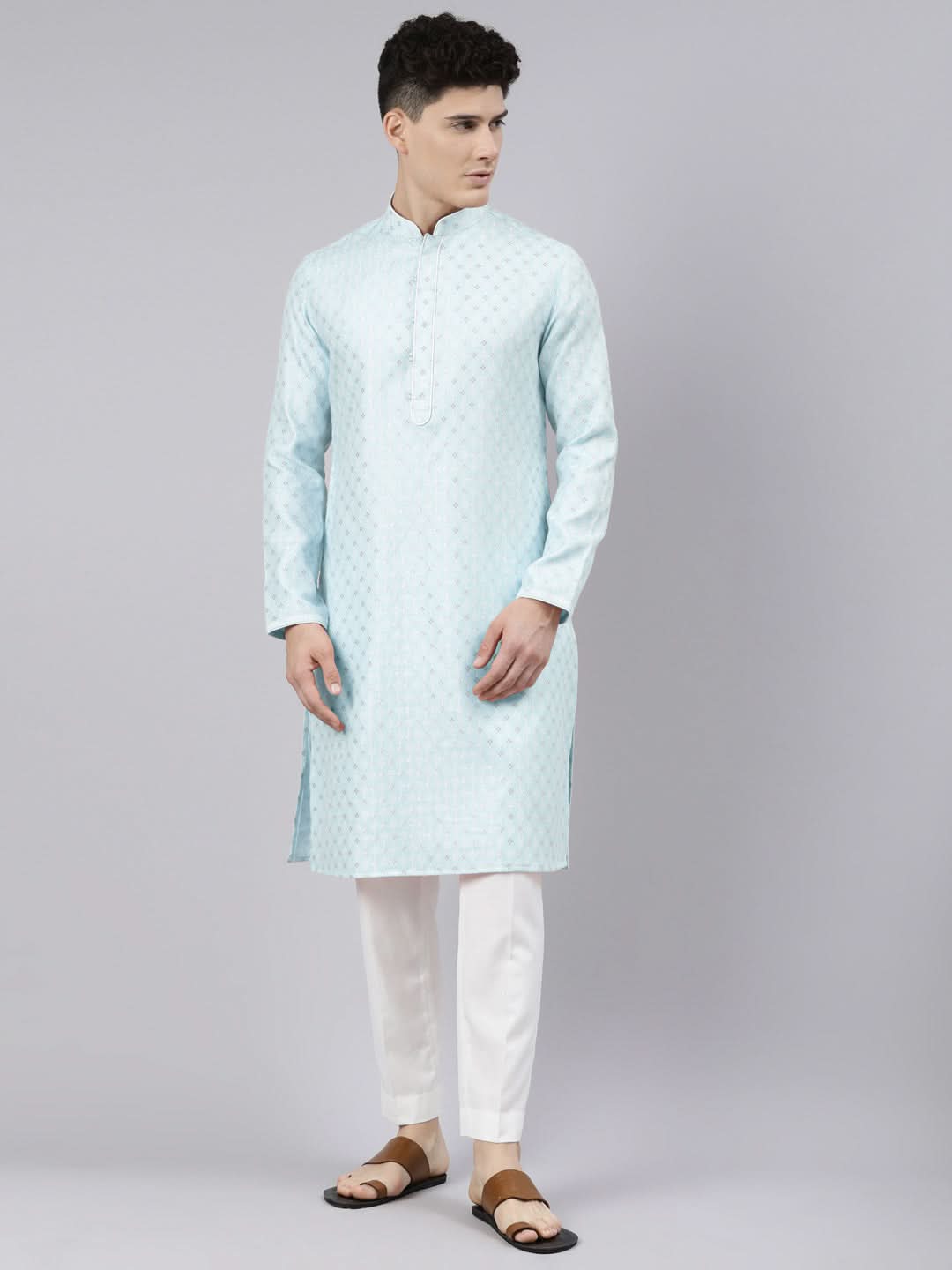 Sky Blue Chanderi Kurta Set