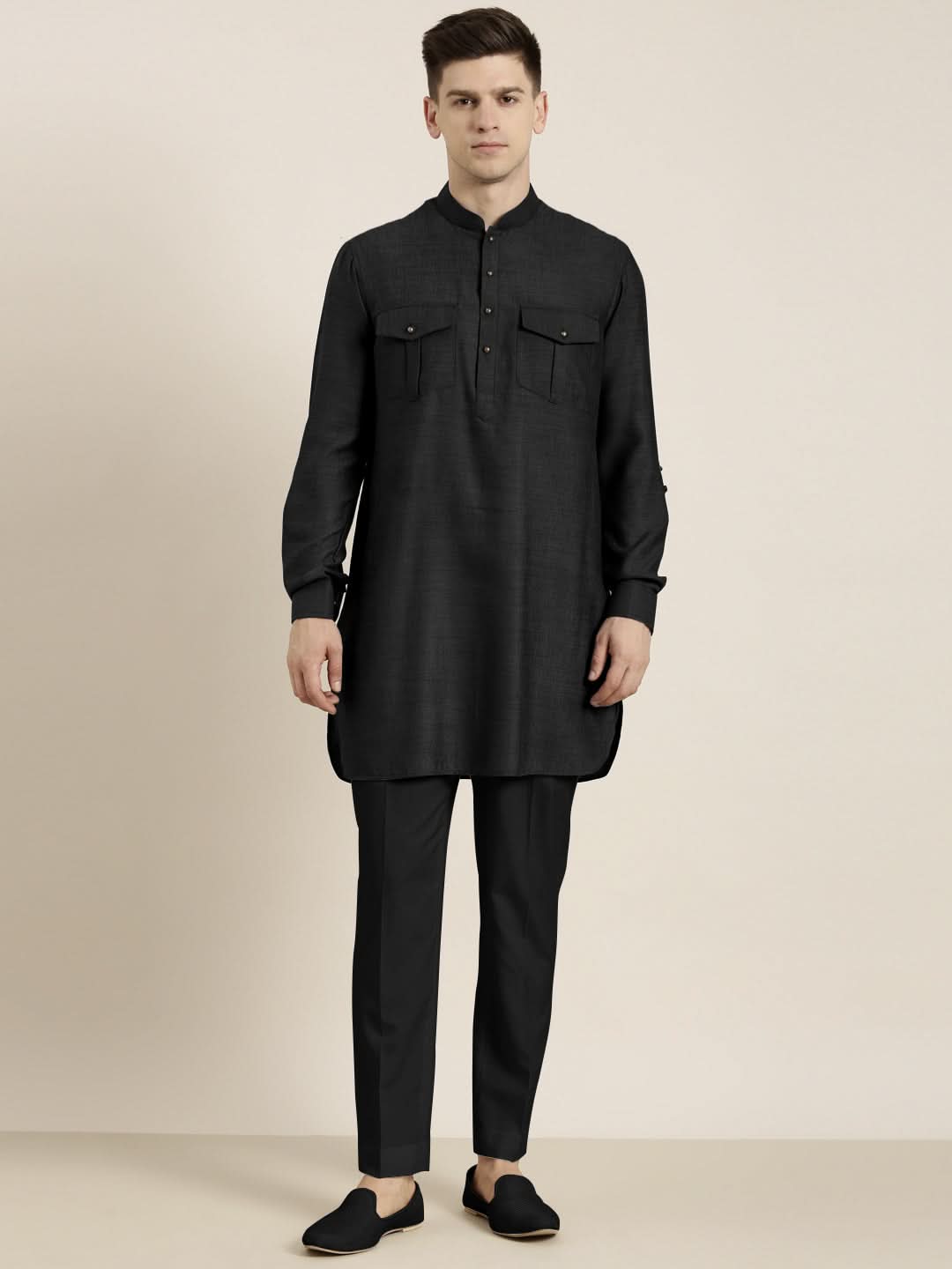 Black Cotton Short Pathani