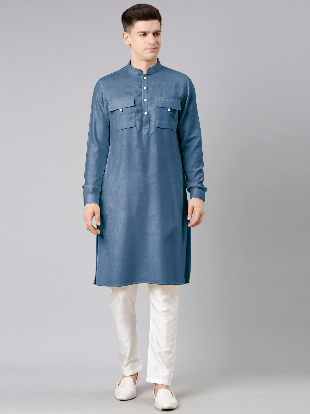 Denim Blue Pathani Kurta Set