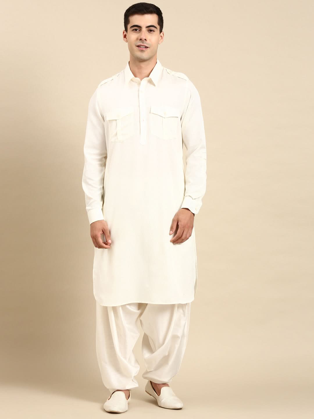 White Cotton Pathani with Salwar