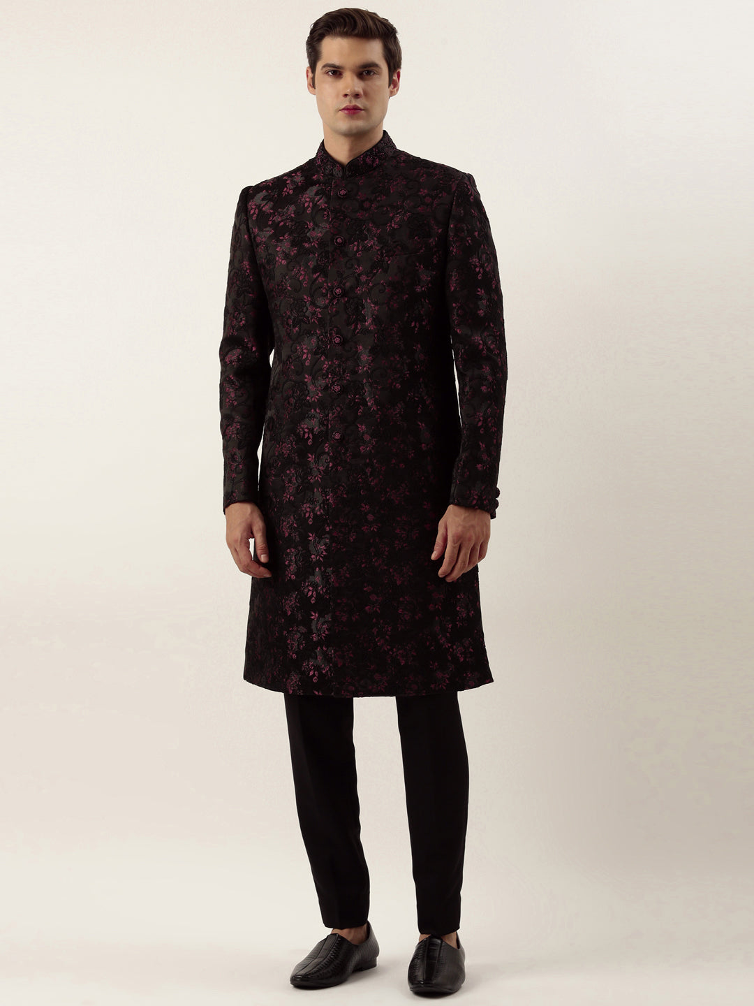 Wine Cord dori embroidered Indowestern