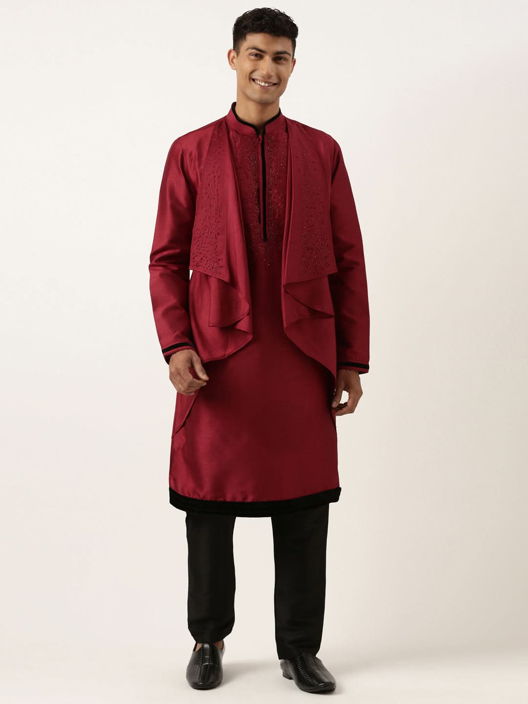 Maroon Ombre Layered Kurta Set
