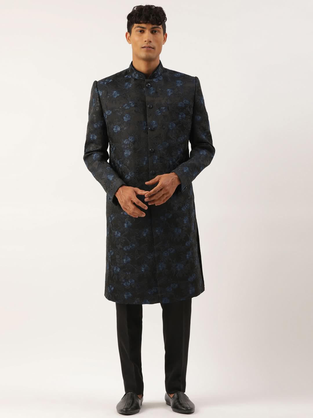 Navy Blue embroidered Indowestern