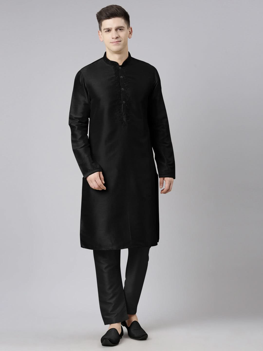 Black Embroidered Kurta Set