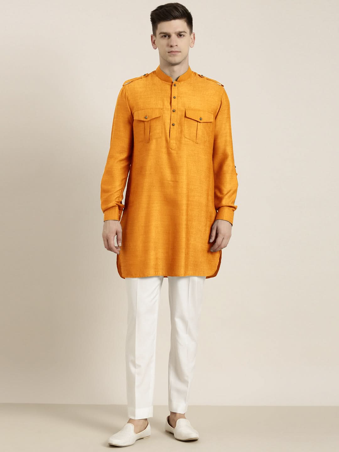 Mustard cotton Short Pathani