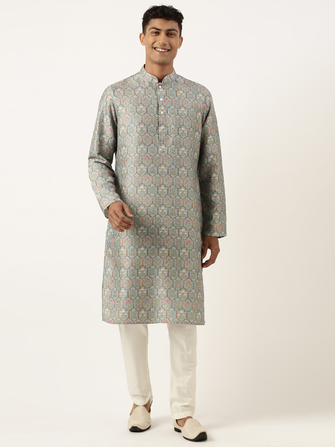 Teal Printed Kurta Set