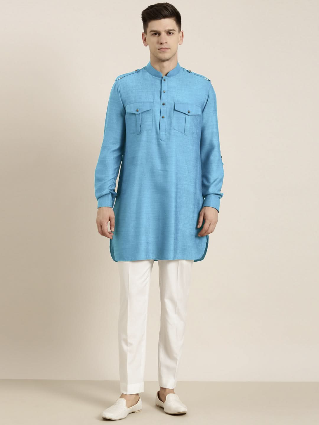 Blue Light cotton Short Pathani
