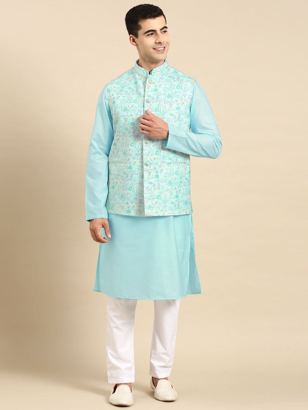 Light Pastel Blue Linen Jacket