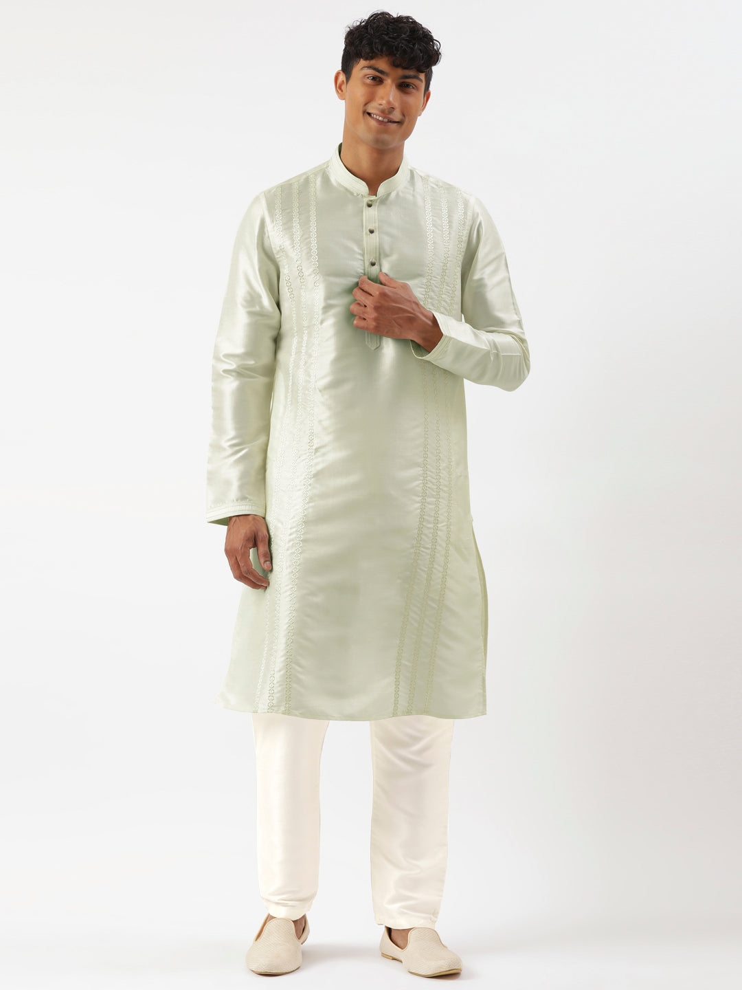 Light Green Embroidered Kurta Set